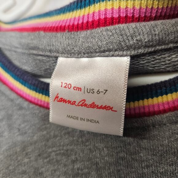 Hanna Andersson Rainbow Trim Gray Twirl Sweater Dress - Picture 3 of 6